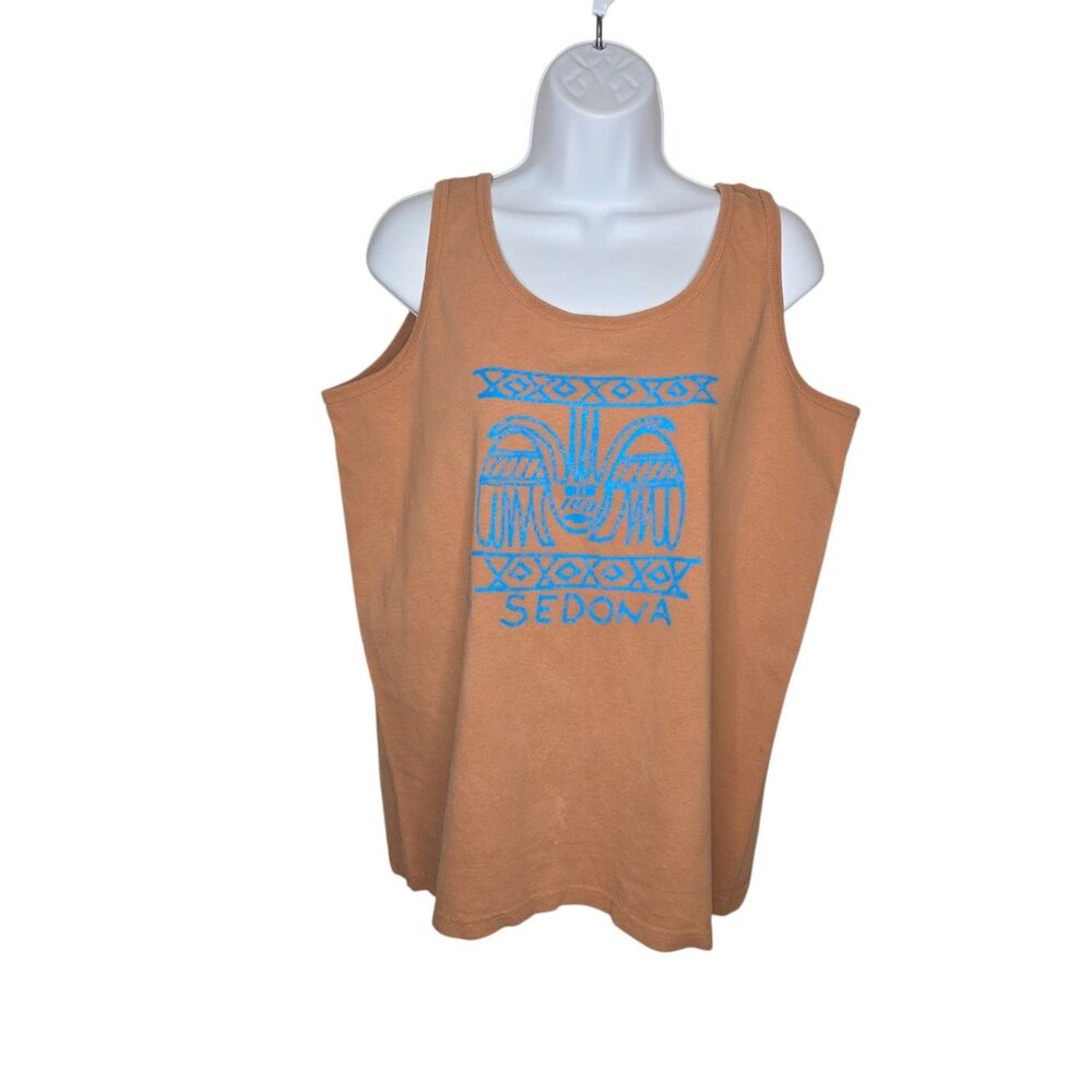 Vintage Anvil Sedona Arizona Graphic Tank Top Women's Size Large EUC Brown Blue
